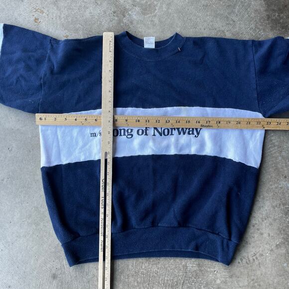 VINTAGE SONG OF NORWAY VELVA SHEEN SWEATSHIRT CREWNECK MENS XL BLUE WHITE - Picture 6 of 6